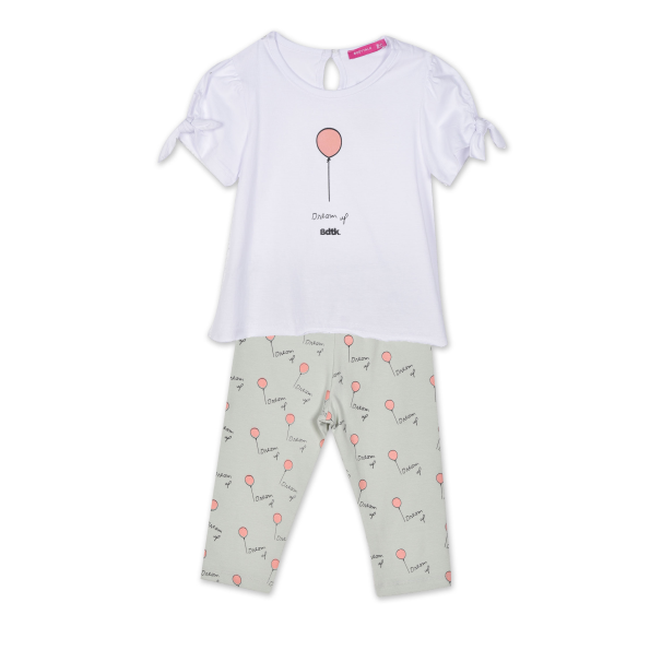 Παιδικό σετ από t-shirt και κολάν BODYTALK 1231-743199 λευκό γκρι