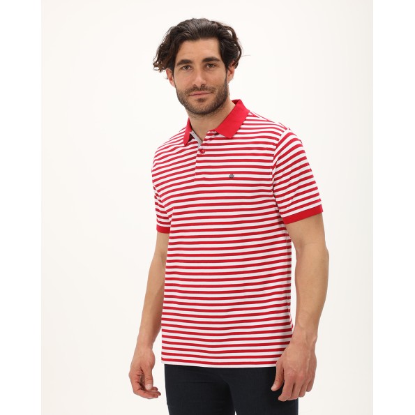 Ανδρική polo μπλούζα DORS 1134006.C02 κόκκινη λευκή ριγέ