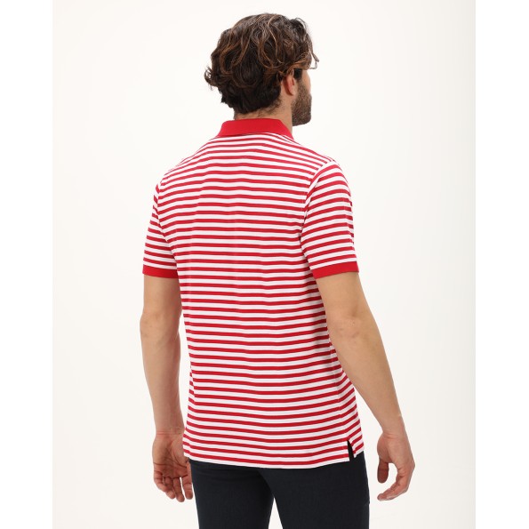 Ανδρική polo μπλούζα DORS 1134006.C02 κόκκινη λευκή ριγέ
