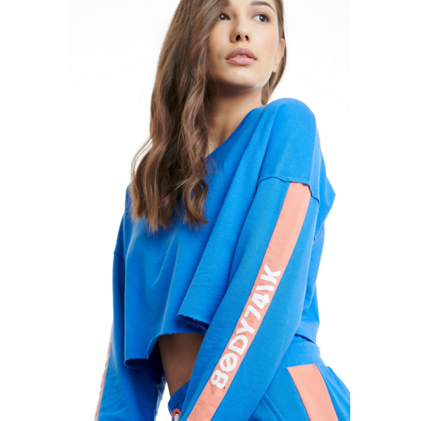 Γυναικεία cropped φούτερ μπλούζα BODYTALK 1211-900220 μπλε