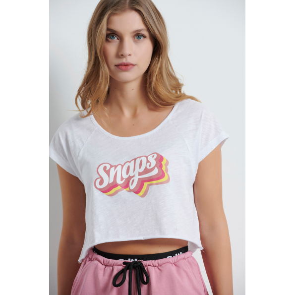 Γυναικείο cropped top BODYTALK 1221-901320 λευκό