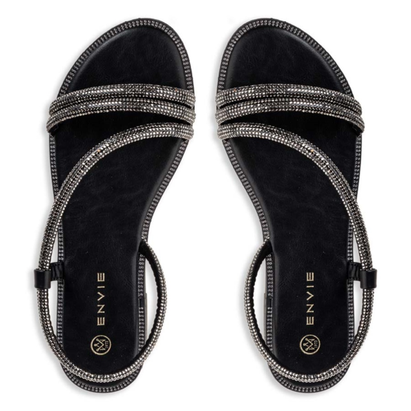 Γυναικεία flat σανδάλια ENVIE E96-17308 μαύρα