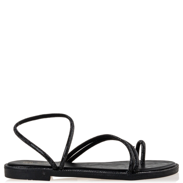 Γυναικεία flat σανδάλια ENVIE E96-17327 μαύρα
