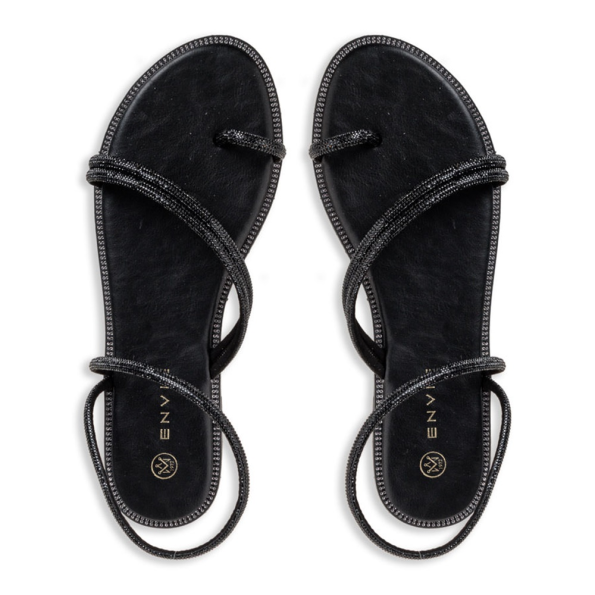 Γυναικεία flat σανδάλια ENVIE E96-17327 μαύρα