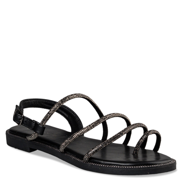 Γυναικεία flat σανδάλια ENVIE E96-19011 μαύρα