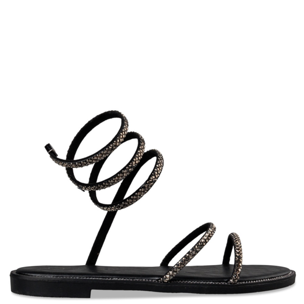 Γυναικεία flat σανδάλια ENVIE E96-19015 μαύρα