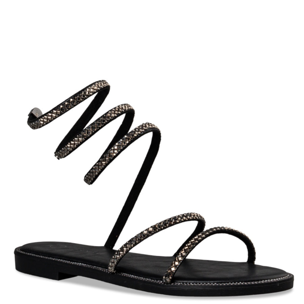 Γυναικεία flat σανδάλια ENVIE E96-19015 μαύρα