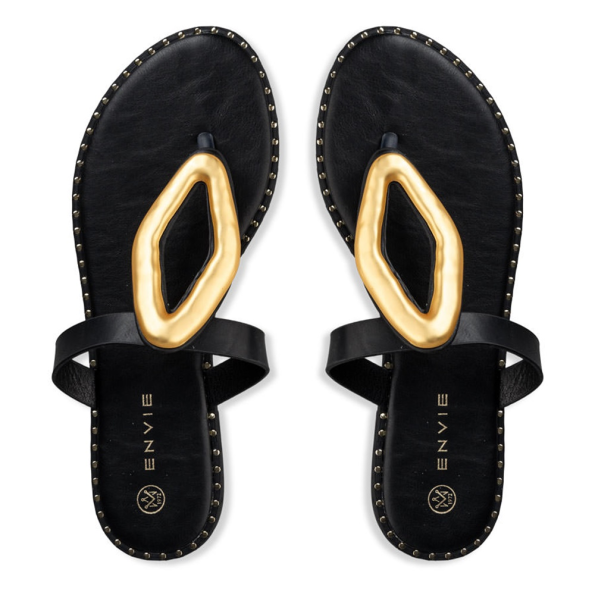 Γυναικεία flat σανδάλια ENVIE E96-19034 μαύρα
