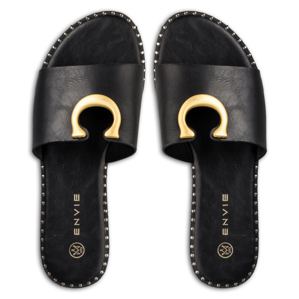 Γυναικεία flat σανδάλια ENVIE E96-19036 μαύρα