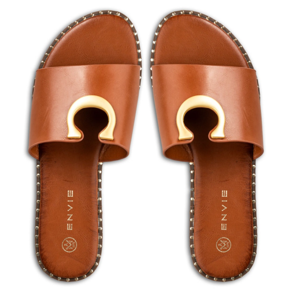 Γυναικεία flat σανδάλια ENVIE E96-19036 καφέ