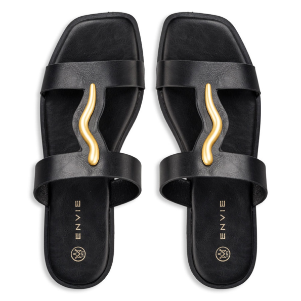 Γυναικεία flat σανδάλια ENVIE E96-19050 μαύρα