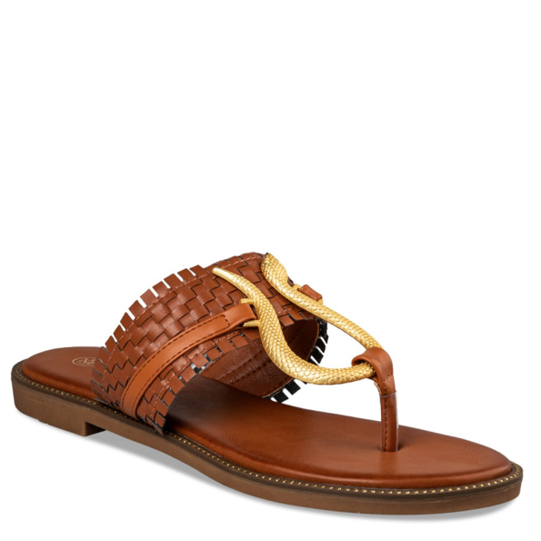 Γυναικεία flat σανδάλια ENVIE E96-19053 καφέ