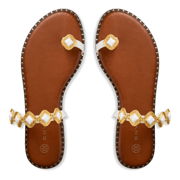 Γυναικεία flat σανδάλια ENVIE E96-19058 λευκά