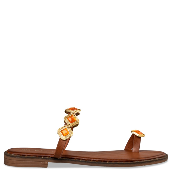 Γυναικεία flat σανδάλια ENVIE E96-19058 καφέ