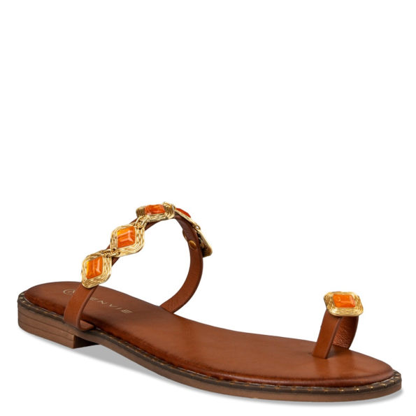 Γυναικεία flat σανδάλια ENVIE E96-19058 καφέ