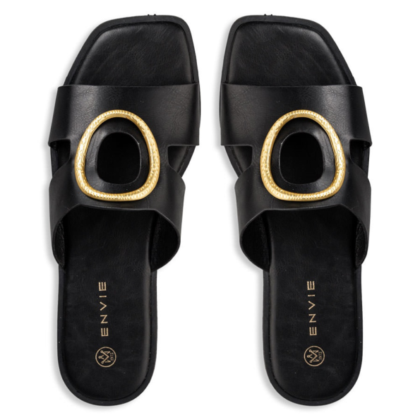 Γυναικεία flat σανδάλια ENVIE E96-19062 μαύρα