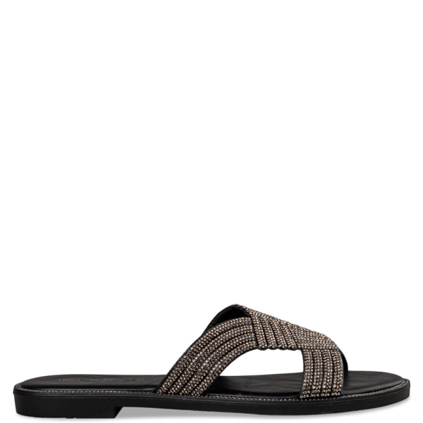Γυναικεία flat σανδάλια ENVIE E96-19076 μαύρα