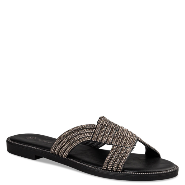 Γυναικεία flat σανδάλια ENVIE E96-19076 μαύρα