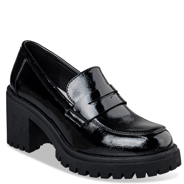 Γυναικεία ψηλά loafers MISS NV V57-20378 μαύρα