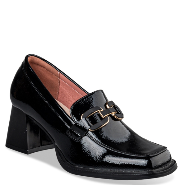 Γυναικεία ψηλά loafers MISS NV V57-20386 μαύρα