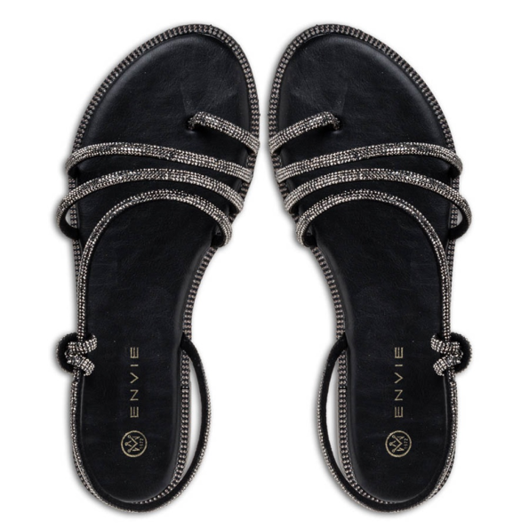 Γυναικεία flat σανδάλια ENVIE E96-17260 μαύρα