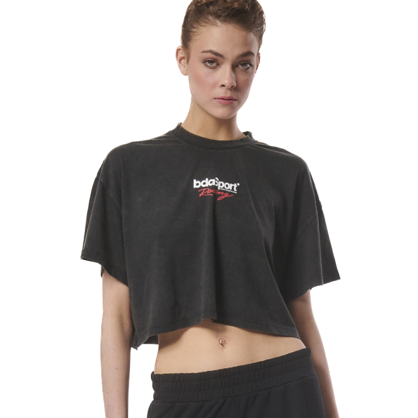 Γυναικείο cropped t-shirt BODY ACTION 051427-01 μαύρο