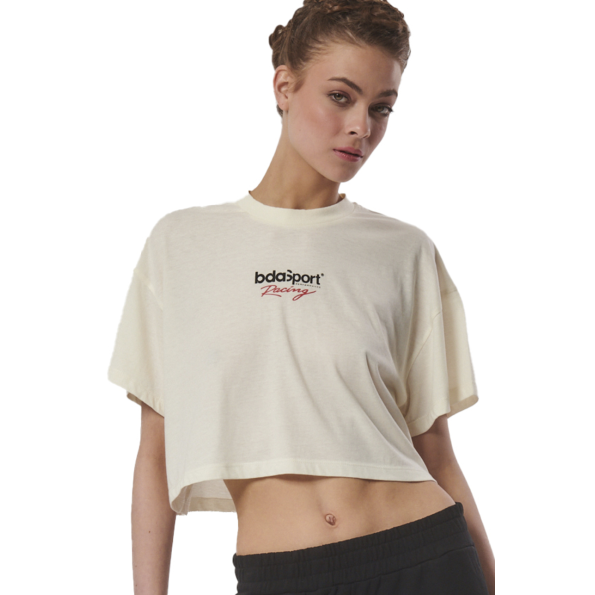 Γυναικείο cropped t-shirt BODY ACTION 051427-01 εκρού