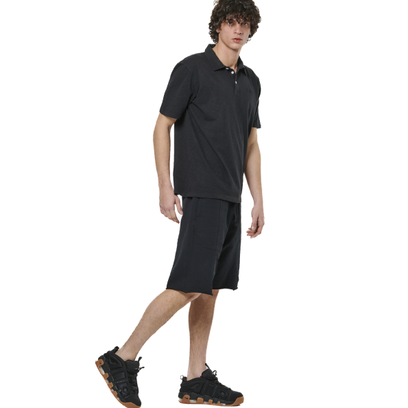 Ανδρική polo μπλούζα BODY ACTION 053530-01 μαύρη