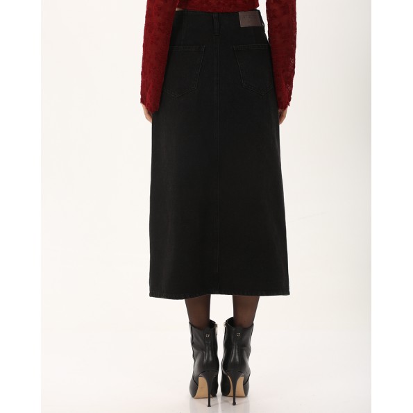 Γυναικεία midi jean φούστα ATTRATTIVO 9919270 μαύρη Γυναικεία