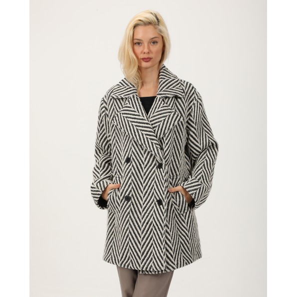 Γυναικείο ημίπαλτο ATTRATTIVO 9919669 εκρού μαύρο