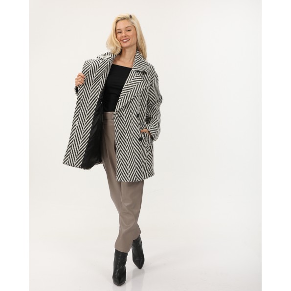 Γυναικείο ημίπαλτο ATTRATTIVO 9919669 εκρού μαύρο Γυναικεία