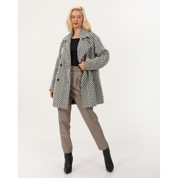 Γυναικείο ημίπαλτο ATTRATTIVO 9919669 εκρού μαύρο Γυναικεία