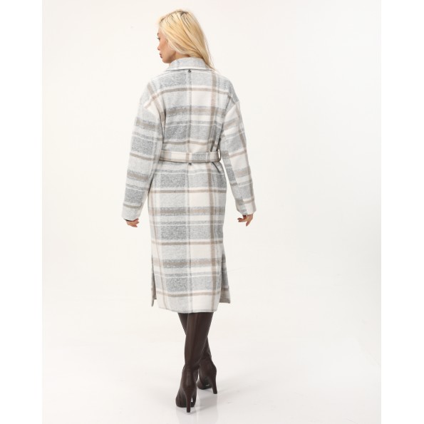 Γυναικείο παλτό ATTRATTIVO 9919672 εκρού καρό Γυναικεία