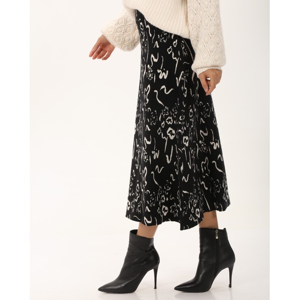 Γυναικεία πλεκτή midi φούστα ATTRATTIVO 9919480 μαύρη Γυναικεία