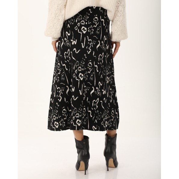 Γυναικεία πλεκτή midi φούστα ATTRATTIVO 9919480 μαύρη Γυναικεία