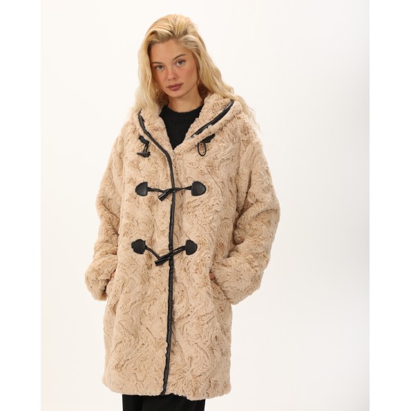 Γυναικείο γούνινο ημίπαλτο ATTRATTIVO 9919704 μπεζ