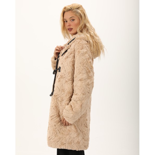 Γυναικείο γούνινο ημίπαλτο ATTRATTIVO 9919704 μπεζ Γυναικεία