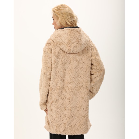 Γυναικείο γούνινο ημίπαλτο ATTRATTIVO 9919704 μπεζ Γυναικεία