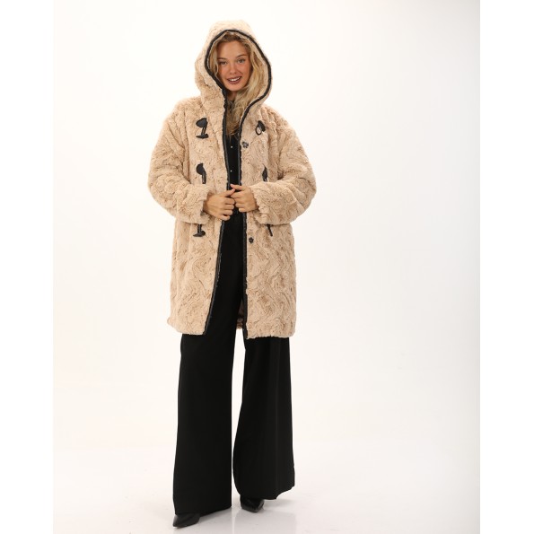Γυναικείο γούνινο ημίπαλτο ATTRATTIVO 9919704 μπεζ Γυναικεία
