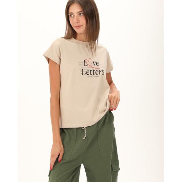 Γυναικείο t-shirt ATTRATTIVO 9919291 μπεζ