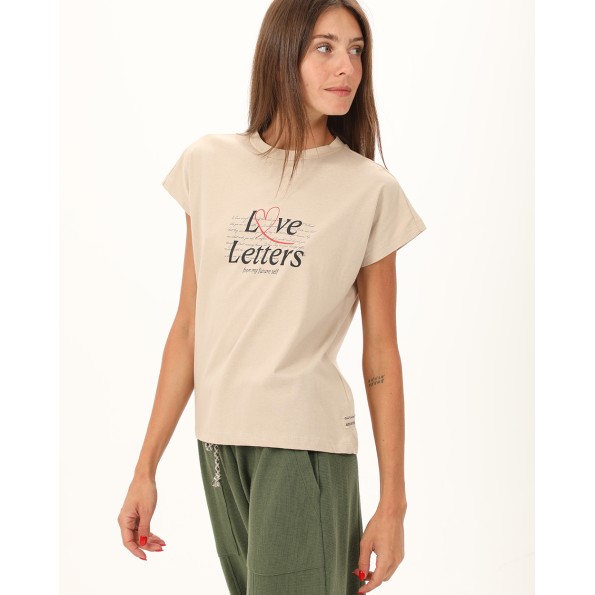 Γυναικείο t-shirt ATTRATTIVO 9919291 μπεζ Γυναικεία