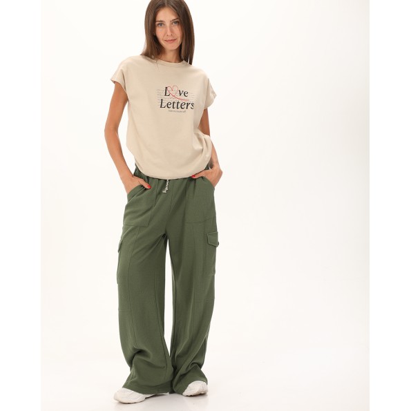 Γυναικείο t-shirt ATTRATTIVO 9919291 μπεζ Γυναικεία