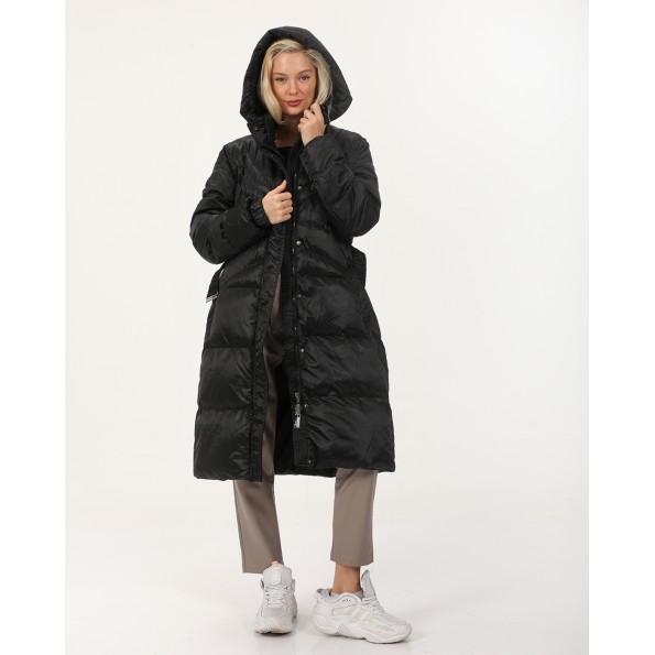 Γυναικείο μακρύ puffer μπουφάν ATTRATTIVO 9919675 μαύρο Γυναικεία