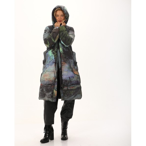 Γυναικείο μακρύ μπουφάν ATTRATTIVO 9919676 μοβ Γυναικεία