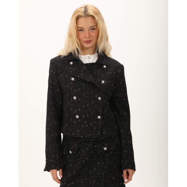 Γυναικείο tweed σακάκι ATTRATTIVO 9919298 μαύρο
