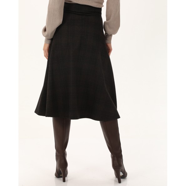 Γυναικεία midi φούστα ATTRATTIVO 9919300 καφέ καρό Γυναικεία