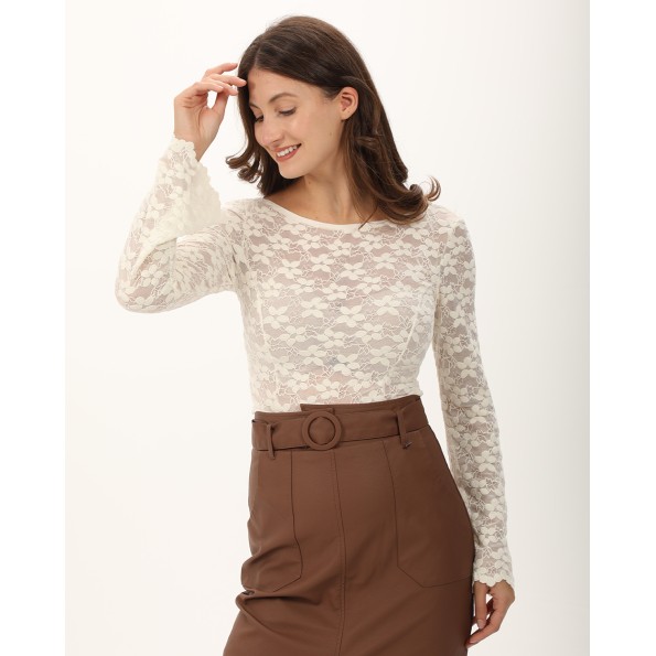 Γυναικείο cropped top ATTRATTIVO 92080285 λευκό Γυναικεία