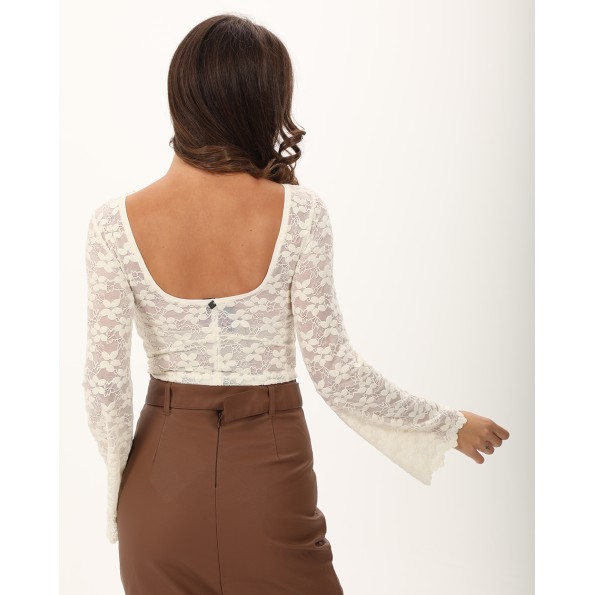 Γυναικείο cropped top ATTRATTIVO 92080285 λευκό Γυναικεία