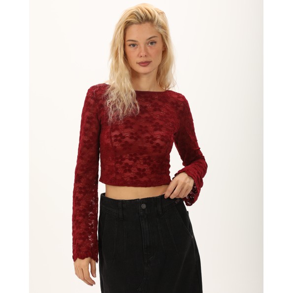 Γυναικείο cropped top ATTRATTIVO 92080285 κόκκινο