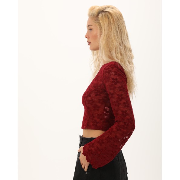 Γυναικείο cropped top ATTRATTIVO 92080285 κόκκινο Γυναικεία